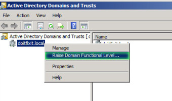 Raise domain functional level